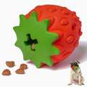 MewaJump Dog Puzzle Toys Rubber Chew Toys,Treat Food Dispensing Toy for Teeth Cleaning Dog Ball Toy Interactive Enrichment Toys for Puppy, Small, Medium, Large Breeds (Red-Ripe Strawberry)