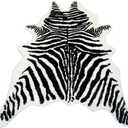 Zebra Print Rug Faux Animal Cowhide Skin Area Rug Leather Carpet Mat Large Size for Home Office Livingroom 7.9'x5.6'