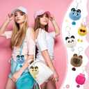 Equsion 48 Pcs Kawaii Keychains Bulk Cute Plush Keychains Fluffy Pompoms Balls with Tassels and Keyrings Key Chain Kawaii Party Favors for Birthday Goodie Bags Piata Prizes(Funny)