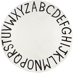 Topotdor Round Kids Play Rug Alphabet Nursery Area Rug Extra Large Soft Crawling Play Mat for Children Toddlers Bedroom (40 inch, White)