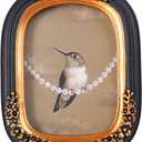 SIKOO Small Vintage Picture Frame 2.5x3.5 Antique Wallet Size Picture Frames Set Wall Mount and Tabletop Vintage Wall Decor Black and Brassy