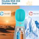 Portable Dog Water Bottle, 24 OZ, Stainless Steel Leak Proof Puppy Water Dispenser with Drinking Feeder for Pets Travel, Walking, Hiking and Outdoor Activities