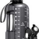 AQUAFIT 64 oz Water Bottle with Time Marker - Straw & Chug Lid - BPA Free Half Gallon Water Bottle, Big Water Bottle with Straw, Gym Water Bottle with Handle, Gallon Water Jug (Gray, 64 Ounces)