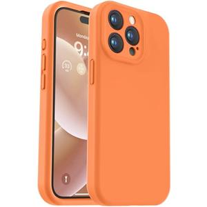 Vooii Compatible with iPhone 15 Pro Max Case, Upgraded Premium Silicone, Camera Protection Soft Anti-Scratch Microfiber Lining Shockproof Phone Case for iPhone 15 Pro Max 6.7 inch - Bright Orange