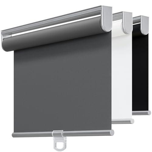 TOVALOR Cordless 100% Blackout Roller Shades for Windows,UV Protection Pull Down Shades,Room Darkening Door Blinds Thermal Insulated Fabric for Home Office and Bedroom(72" W x 72" H,Grey)