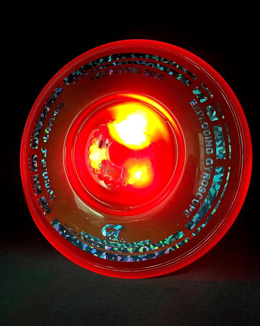3 in 1 LED Flying Disc+Spinning Tops+Fingertip Juggling-Multifunctional Flying disc for Kids & Adults All Ages-for Outdoors & Families Party Camping(Orange)