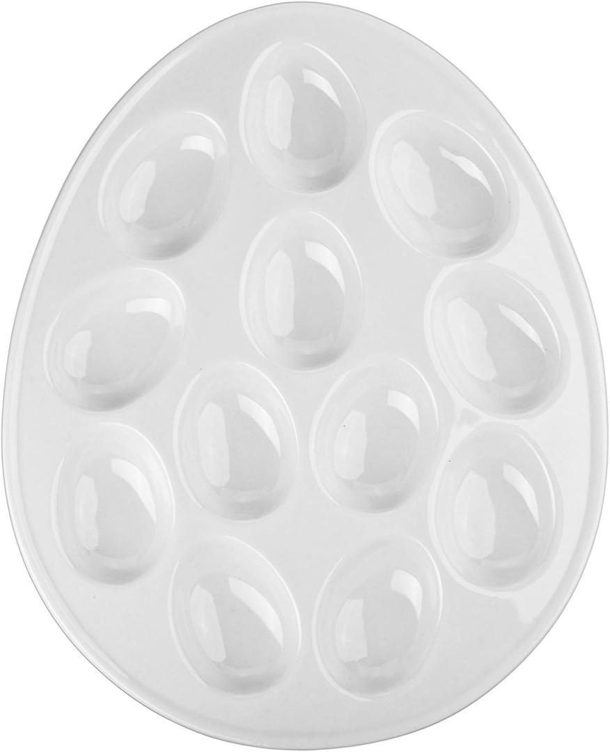 BIA Cordon Bleu 11" Oval Egg Plate, White, Pack of 4
