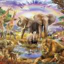 1000 Pieces African Animal Puzzles Jungle Scene African Beasts Elephant Jigsaw Puzzle for Adults Animal World Jigsaw Puzzles Home Decoration School Supplies Jigsaw Puzzles 1000 Pieces for Adults