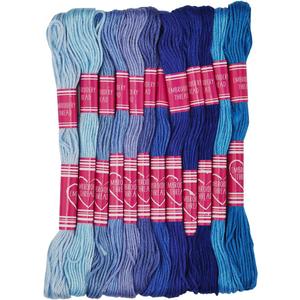 Friendship Bracelet String 8 Skeins, Embroidery Floss Cross Stitch Embroidery Thread Floss Bracelet Making Yarn, Craft Floss (Blue Series)