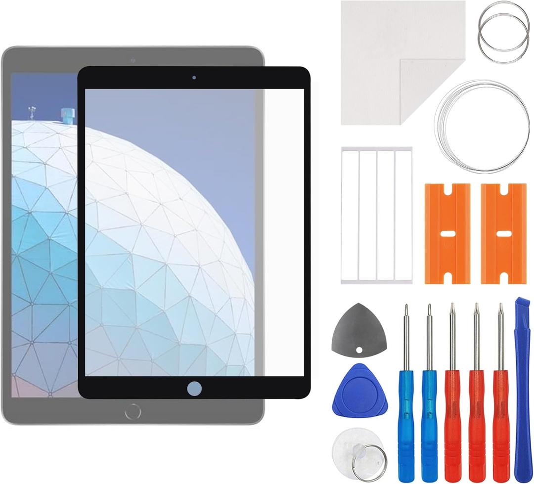 New Front Screen Glass Outer Panel Lens Replacement Compatible with iPad Air 3 10.5'' 2019 A2152 A2123 A2153 A2154 with OCA Upgraded Repair Kit- No LCD Screen and Touch Digitizer