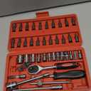 Egofine 46 Pieces 1/4 inch Drive Socket Ratchet Wrench Set, with Bit Socket Set Metric and Extension Bar for Auto Repairing and Household, with Storage Case