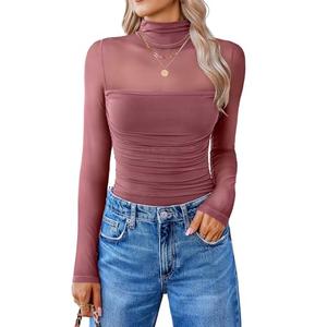 Avidlove Women Long Sleeve Bodysuit Turtle Neck Shapewear Body Suits Mesh One Piece Leotard Shirt Going Out Tops Fall Outfits, M