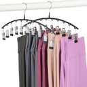 Legging Hangers for Closet Organizer, Hat Hangers for Closet 2 Pack with 10 Clips Holds 20 Leggings, Legging Hanger, Pants Storage Organizer Suitable for Socks, Panties, Underwear, Pants (Black)