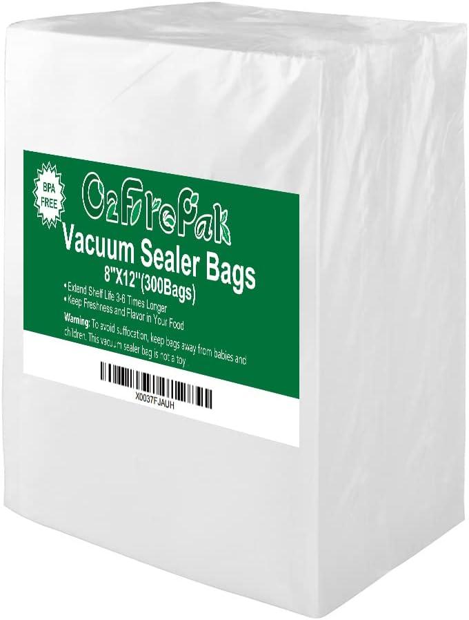 O2frepak 300 Count 8x12 Quart Vacuum Sealer Bags with BPA Free and Heavy Duty, Vacuum Seal Food Sealer Bags,Great for Food Storage Vaccume Sealer PreCut Bag