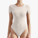 Women Crew Neck Short Sleeve Thong Bodysuit Shirts Basic Top
M