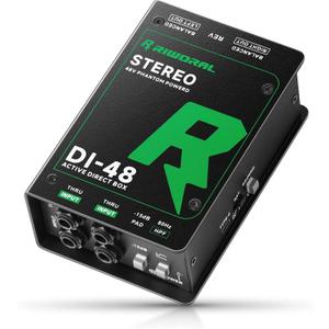 Direct Box with Dual 1/4” High-Impedance Stereo Inputs Di Boxes Support For Guitar/Bass Instruments Premium Direct Injection Active Di Box For Thru & XLR Outputs (Active Di Box)