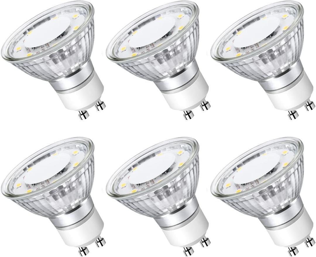 Lepro Non-Dimmable GU10 LED Light Bulbs, 2700K Soft Warm Light GU10 Bulb Replacement for Recessed Track Lights, 4W LED Bulbs with 100Flood Beam for Kitchen, Range Hood, Living Room, Bedroom, 6 Pack