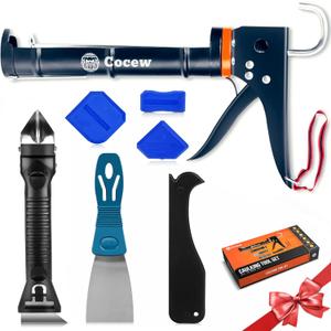 Caulk Kit, Smooth Silicone Caulking and Caulk Remover Tool, Sealant Finishing Tool Grout Scraper for Kitchen Bathroom Window Sink Joint, All in One with Gift Box