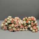 Tigeen 96 Heads 8 Bouquets Artificial Rose Flowers Bouquet Flower Roses with Stems Fake Roses Wedding Floral Arrangements Centerpiece for Home Table Bridal Party Decor, Champagne and Pink
