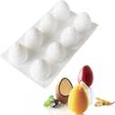 3D Easter Egg Silicone Molds, 8 Cavity, White, Oval Shaped, for Mousse Cake, Chocolate, Candy, Jelly, Pastry, Muffin, Cupcake, Soap