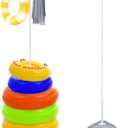 Pool Float Storage Rack Metal Pool Float Holder with Water Weight Bag Pool Equipment Holder Pool Float Storage Organizer for Swimming Pool Beach Towels Swimming Rings (White)