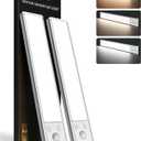 EZVALO 10inch Under Cabinet Lighting, 2500mAh Rechargeable Motion Sensor Lights Indoor with 3 Color Temps, 2 Pack Magnetic Closet Light, 80 LED Dimmable Under Counter Lights for Kitchen, Shelf, Stair (Silver)