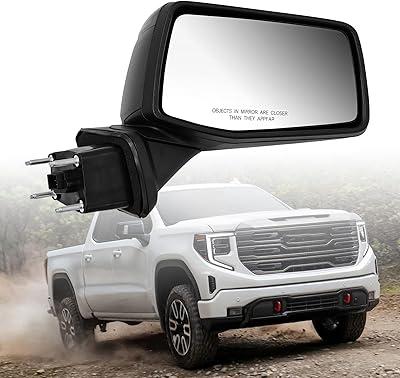 84823219 Black Right Passenger Side Mirror Replacement for Chevrolet Silverado GMC Sierra 1500 2019-2024, 7 Pins Heated Glass Manual Folding with Temperature Sensor (Right Passenger Side)