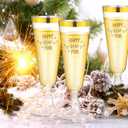 Zhehao 100 Pcs Plastic Gold Champagne Flutes Bulk 2026 New Years Eve Party Supplies 5 oz Disposable Wine Glass Gold Rim Champagne Glasses for New Years Eve Toasting Drinking Party