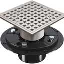 Yaseingoo 4 Inch Shower Floor Drain with Flange - Square Shower Drain with Hair Strainer - Removable Grid Strainer Cover - SUS304 Stainless Steel & CUPC Certified - Brushed Nickel