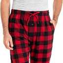 Men's Plaid Cotton Loungewear Pyjama Pants Flannel/Nightwaer PJ Bottoms with Pockets and Button Fly，Size Small