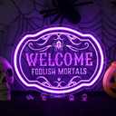 Horseneon Welcome Foolish Mortals Christmas Neon Sign Haunted Mansion LED Wall Decor for Door Mab Cave Light Horror Movie Parties & Themed Bars Spooky Effect Christmas Gifts (Brain Disciplines)