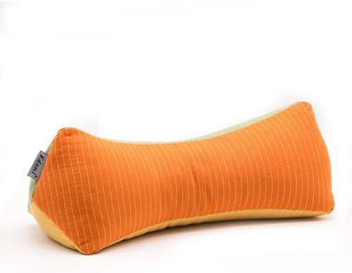 Buckwheat Pillow for Sleeping, Adjustable Firm Support Neck Roll Pillow, Cervical Pillow for Back Sleepers, Cylinder Buckwheat Hull Pillow, Patchwork Orange Yellow Green Pillowcase,16x5