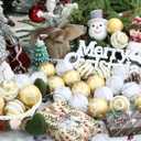2.36" Christmas Balls Ornaments Set, 30ct Shatterproof Hanging Decorations for Xmas Trees, Holiday Party Decor (Gold White)
