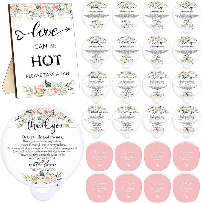 Wenqik 100 Set Wedding Favors for Guests Compact Folding Fans Bulk Thank You Gifts for Wedding Souvenirs