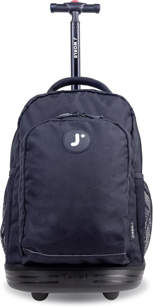 J World Sunny Rolling Backpack for Kids. Roller Bag With Wheels, Black, One Size