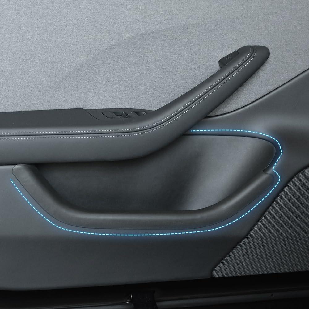 Door Side Storage Box compatible with New Tesla Model 3 Highland 2024 2025 4 PCS Full-Cover Front and Rear Door Tray Organizer TPE Door Slot Tray Mats Interior Accessories