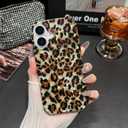 Leopard Case for iPhone 16 Case Cheetah Women Trendy Aesthetic Clear Silicone Protective Shockproof Phone Cases with Beade Phone Strap Lanyard for iPhone