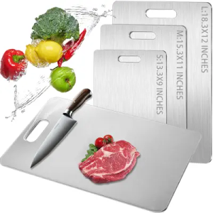 Titanium Cutting Board-3 pack Titanium Cutting Boards for Kitchen/Double Sided Titanium Cutting Mat Stainless Steel Food Grade Cutting Boards,Stainless Non Stick Chopping Board