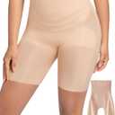 PRETTYWELL Shapewear Tummy Control Shorts for Women, Comfort High Waisted Body Shaper, Seamless no Rolling Thigh Slimmer (Beige, L)