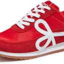 LUCKY STEP Women's Fashion Sneakers Trendy Stylish Low Top Classic Retro Casual Ladies Comfortable Running Walking Shoes (10, Red)