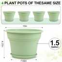 Pottiffe 10 Inch Plastic-Flower-Pot-for-Indoor-Plants, 4 Pack Large Outdoor Planter Pot with Drainage Holes & Saucers, Resin Decorative Garden Pots Planters