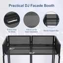 LUCKUP Portable DJ Booth 41"L x 20"W DJ Facade with White & Black Scrim, Foldable DJ Table Station with Adjustable Feet for Party, Black Metal Frame, 41.3"Lx19.7"W