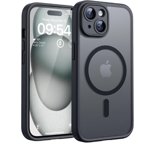 TOCOL for iPhone 15 Plus Case, Compatible with Magsafe, Full Camera Protection, Builtin Magnetic Ring, Drop Protection, Translucent Matte Phone Case for iPhone 15 Plus 6.7 inch (Black)