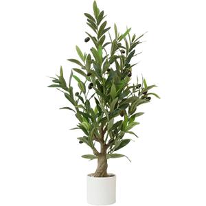 Fake Olive Tree with Pot Indoor, 30" Artificial Olive Tree Stems Potted Greenery Tabletop Faux Green Plants in Pot for Office Bedroom Bathroom Kitchen Living Room Home Decor