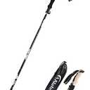 A ALAFEN Lightweight Collapsible Trekking Pole - 7075 Aluminum Adjustable Walking Stick for Hiking & Travel, Foldable Quick-Lock Design, Single Pole for Adults & Seniors, Fits 5'1" - 6'2", Black