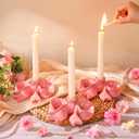 Mumufy 3 Pcs Large Pink Bow Candle Holder Candlestick Holder Decorative Candle Stand Centerpiece for Wedding Dining Party Decor Home Table Decoration Photo Prop Fit 0. 95 Inch, 5. 5 x 4. 84 Inch