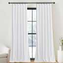 NICETOWN White Velvet Curtains and Drapes, Extra Long Elegant Wall Backdrop Drapes for Holiday Season Home Decoration (Set of 2, Rod Pocket Design, 144 inches Long) (52"W x 144"L (Pack of 2), Pure White)