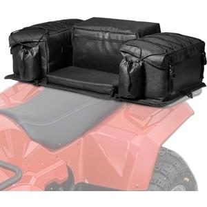VEVOR ATV Rear Storage Bag, 50L ATV Rear Cargo Bag with Sponge Seat Cushion & Bottle Holder, 600D Oxford Cloth Rear Seat Gear Bag Fit Most ATVs with Rear Rack, Compatible with ATV, UTV, Can-Am Vehicle