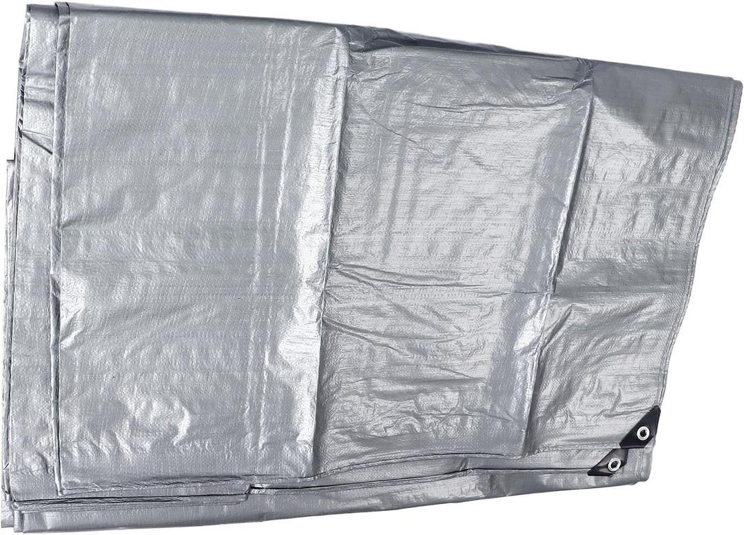 Poly TarpCover Thick Double Silver Waterproof Heat Insulating Sunproof Tear Proof Multipurpose Tarp 13.12ft Width 19.69ft Length