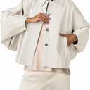 Cicy Bell Womens Cropped Jacket Lightweight Batwing Sleeve Trendy Casual Short Trench Coats Button Up Outerwear (Small, Apricot)